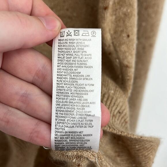 Brodie Cashmere Neutral Speckled Roll Neck Turtleneck Sweater Luxury Soft Large - Picture 12 of 13